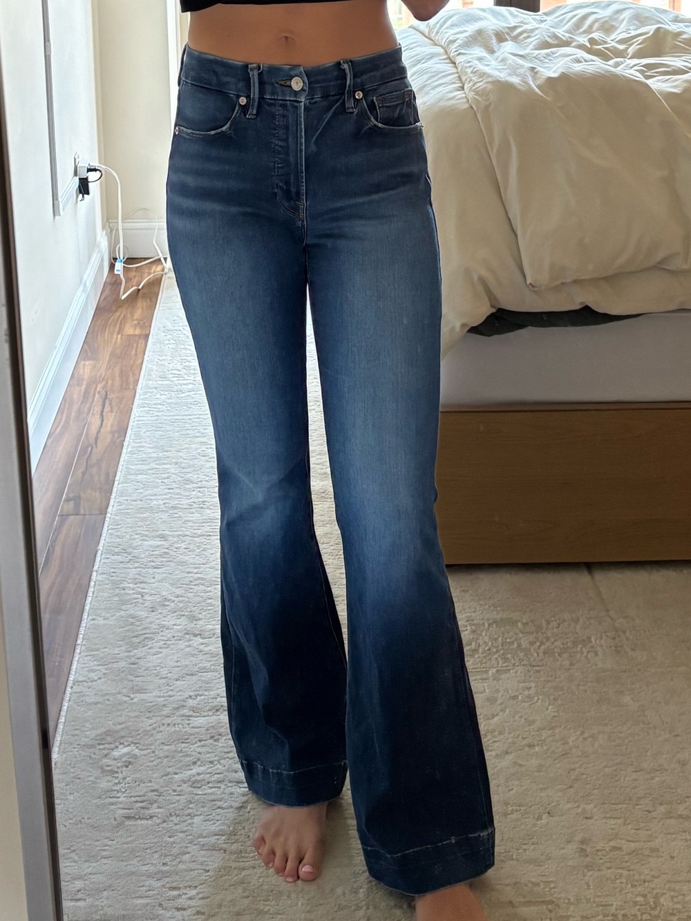 Good American Dark Blue Flare Jeans